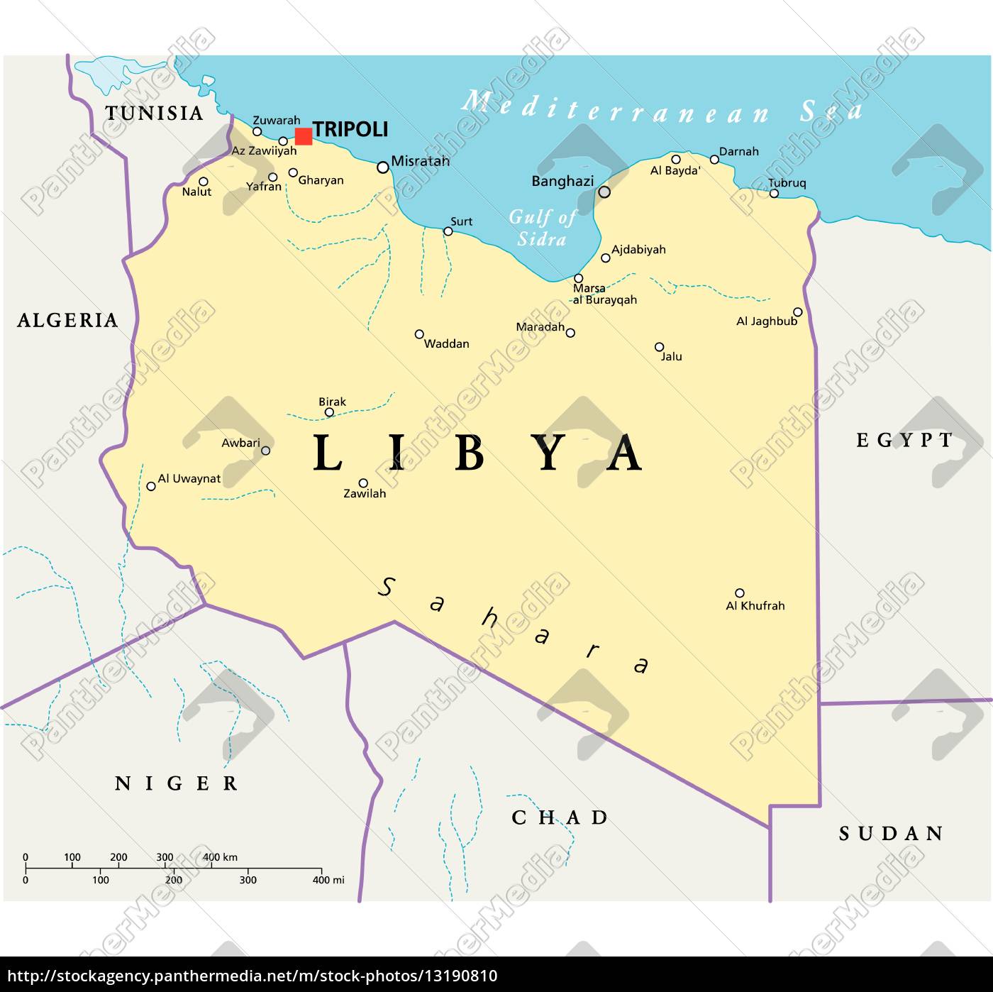 Libya Political Map Stock Image 13190810 Panthermedia Stock Agency