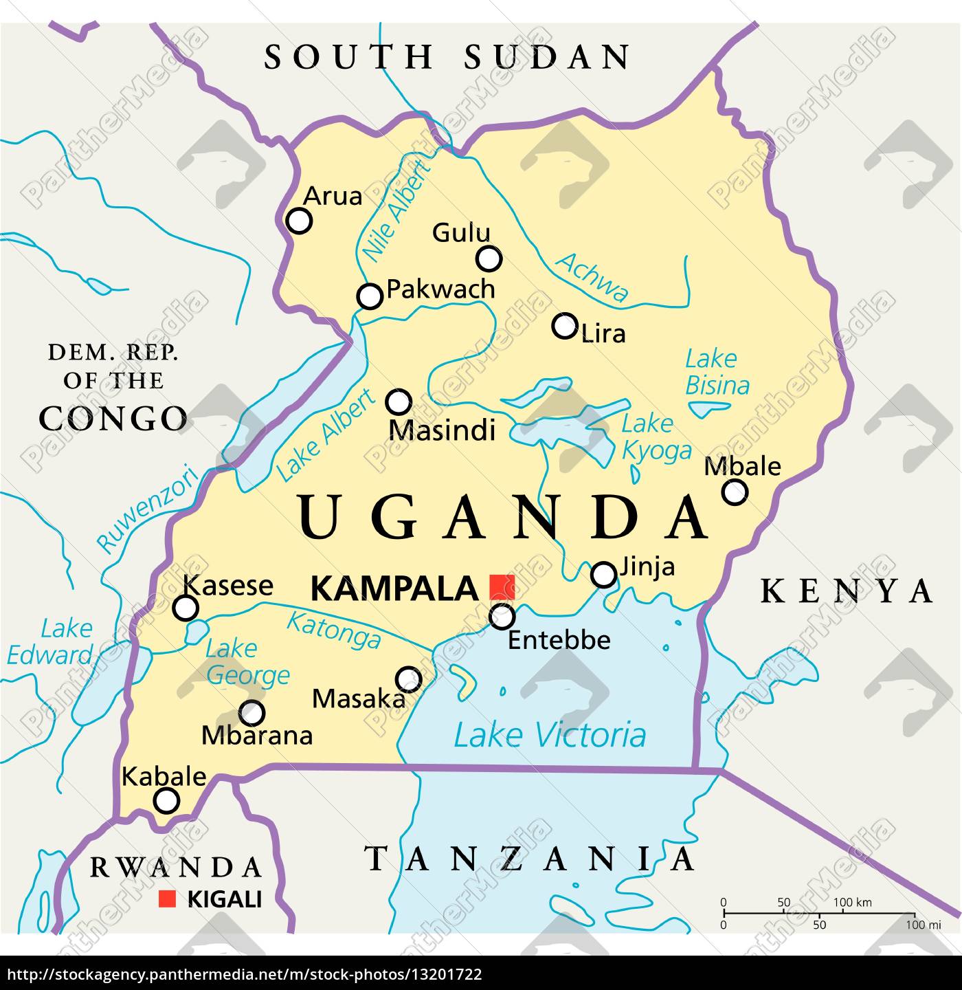 Political Map Of Uganda With Cities Uganda Political - vrogue.co