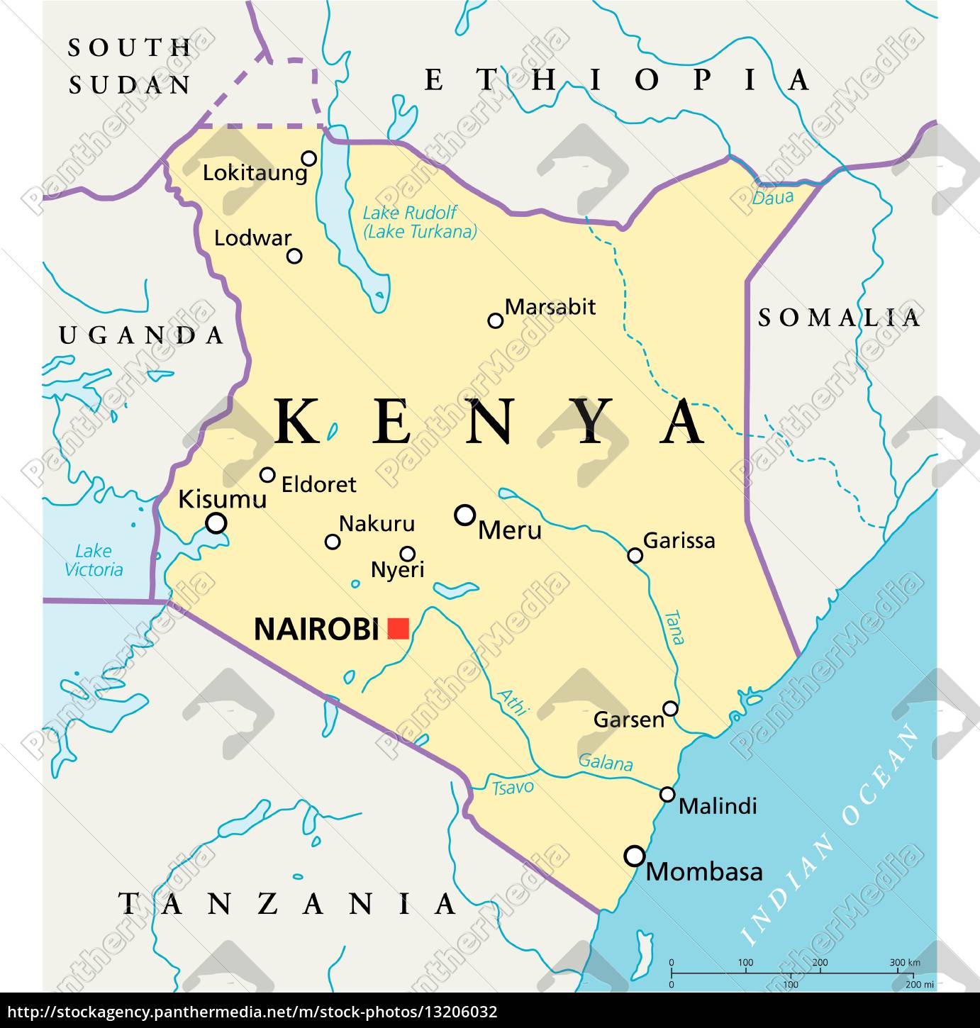 kort over kenya Kenya Political Map Royalty Free Photo 13206032 Panthermedia Stock Agency kort over kenya