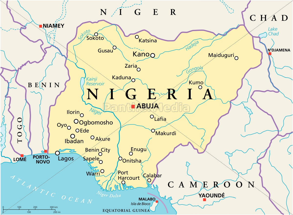Nigeria Political Map - Stock image - #13206122 | PantherMedia Stock Agency