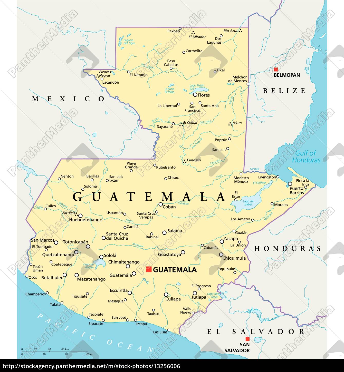 Guatemala Political Map Stock Image 13256006 Panthermedia