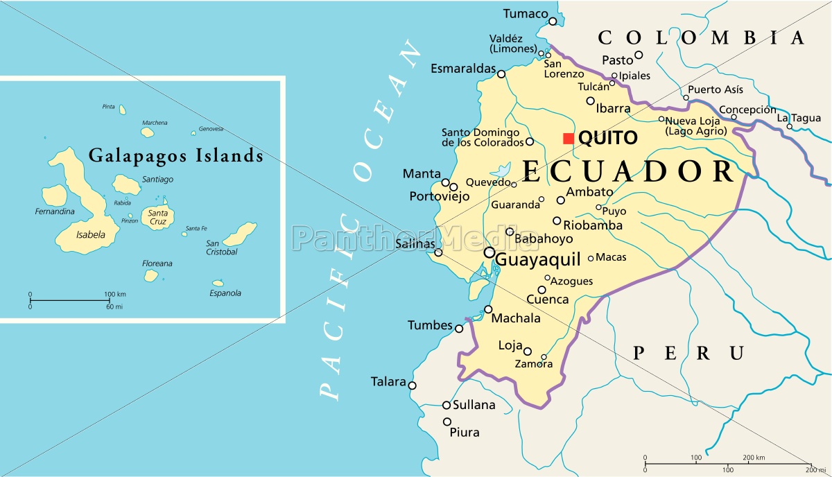 Ecuador And Galapagos Islands Political Map Royalty Free Photo