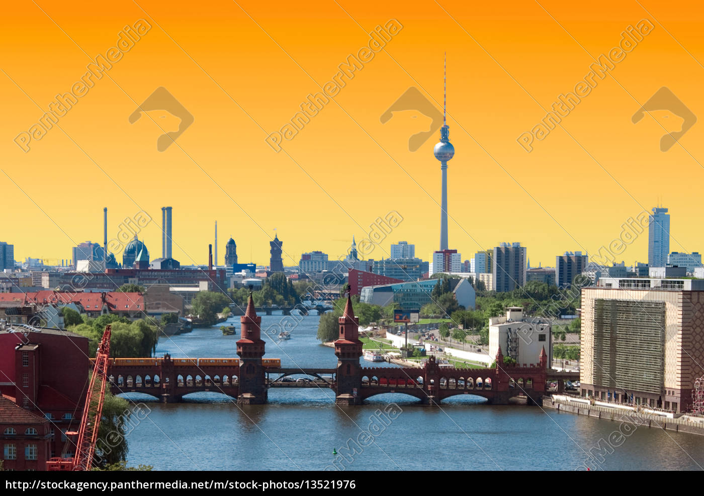 Berlin Skyline Sunset Royalty Free Photo Panthermedia Stock Agency