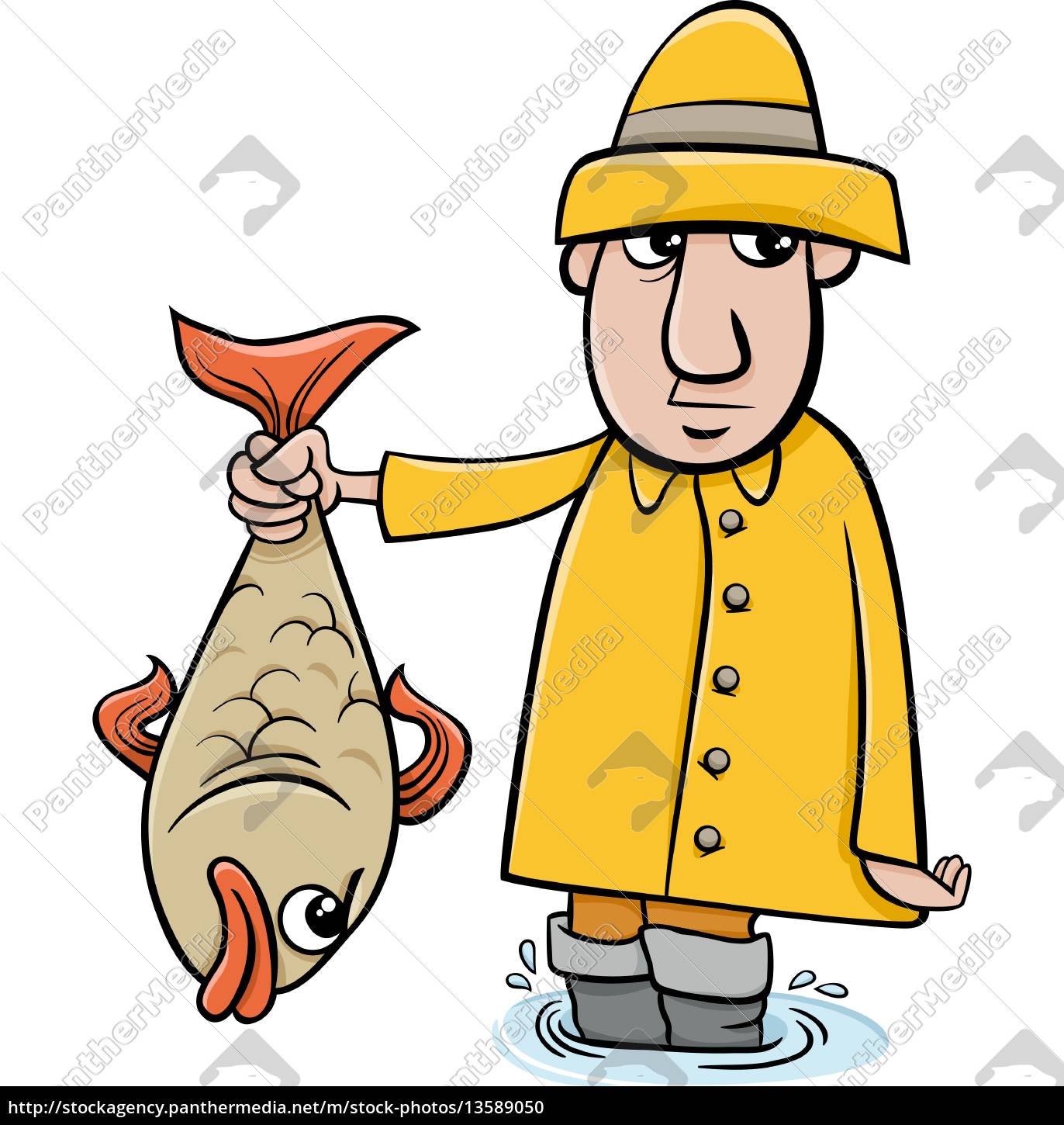 Angler With Fish Cartoon Stock Image Panthermedia Stock Agency