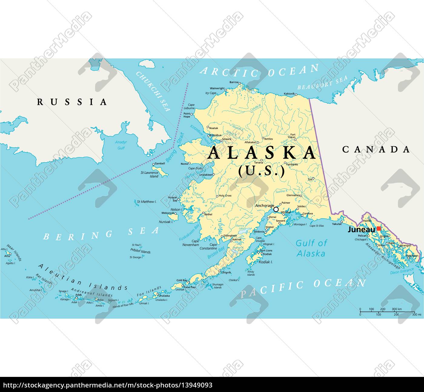 alaska kort Alaska Political Map Stock Photo 13949093 Panthermedia Stock Agency alaska kort