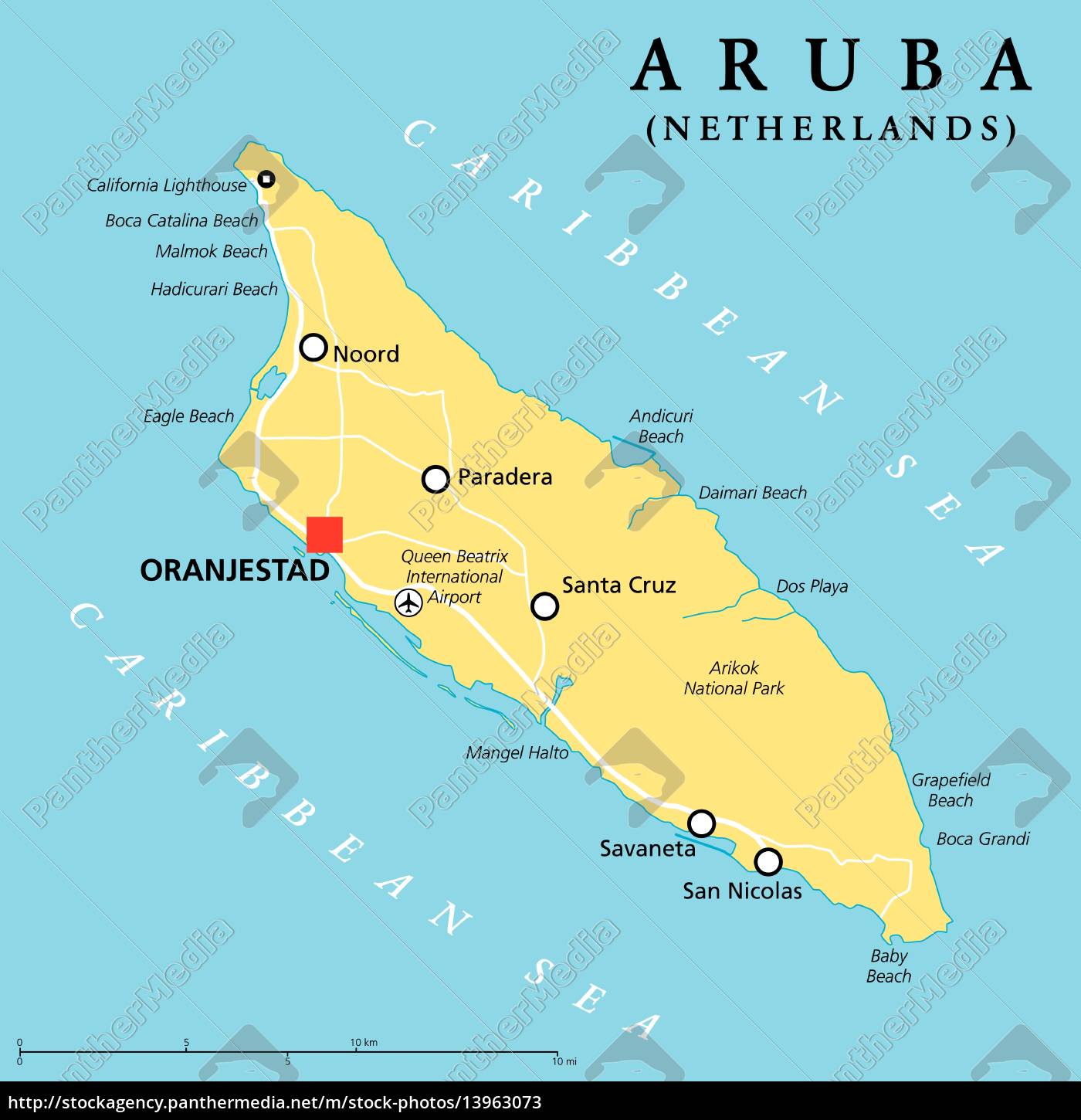 aruba karte Aruba Political Map Stock Photo 13963073 Panthermedia Stock Agency aruba karte