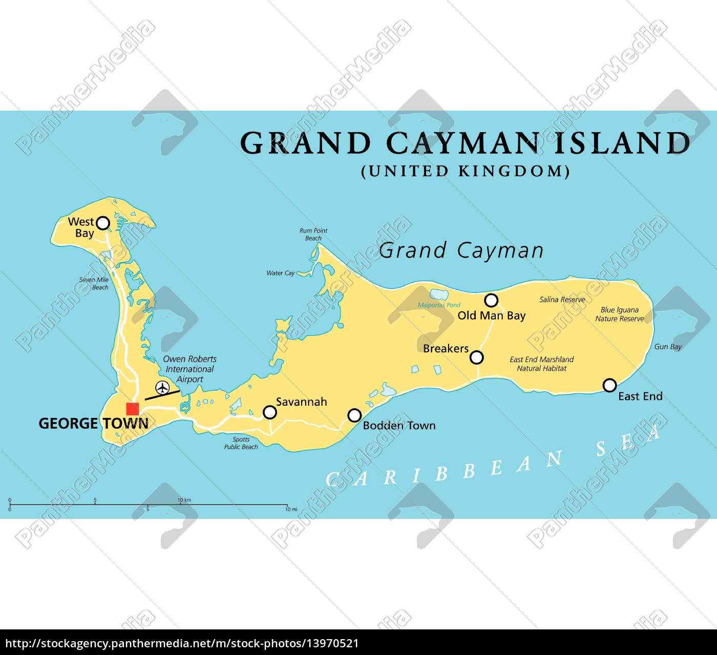 Grand Cayman Island Political Map Stock Photo Panthermedia Stock Agency