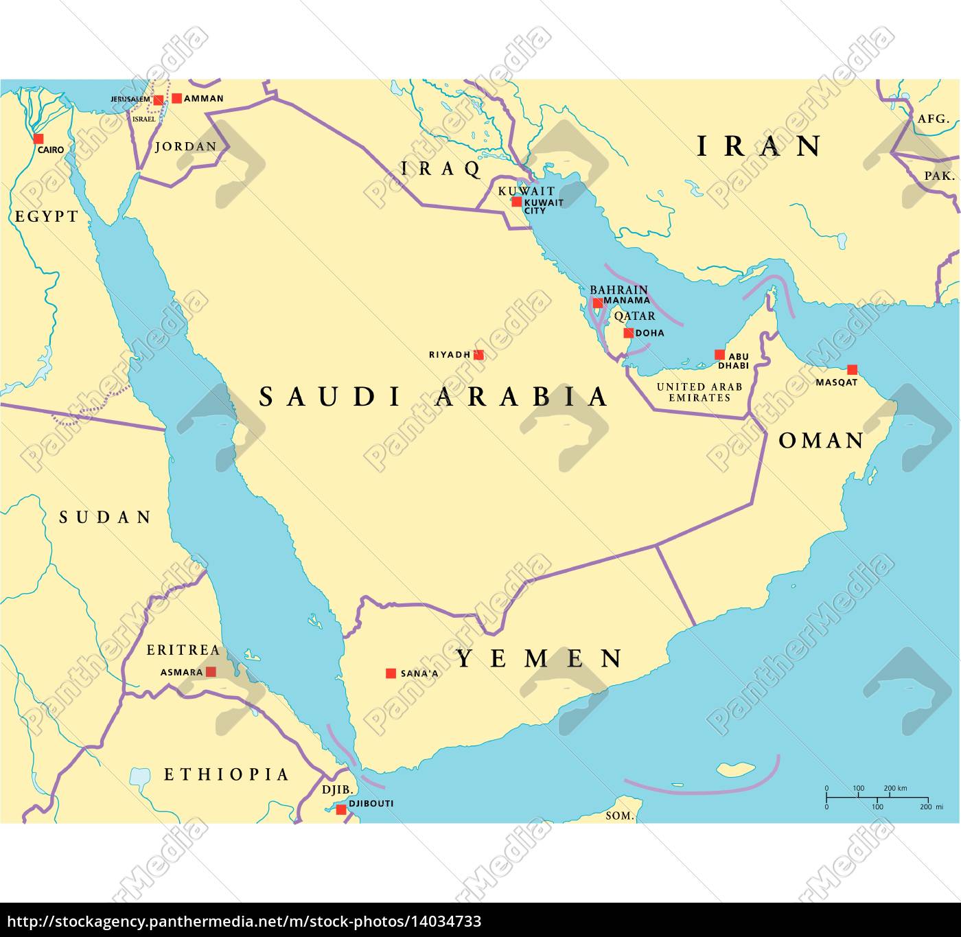 Arabian Peninsula Political Map Arabian Peninsula Political Map   Stock Photo   #14034733 