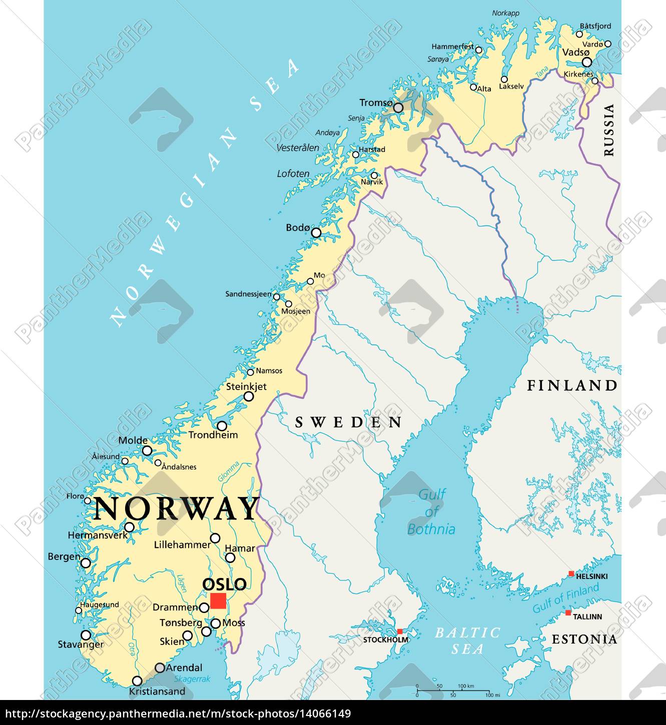 Norway Political Map Stock Photo Panthermedia Stock Agency