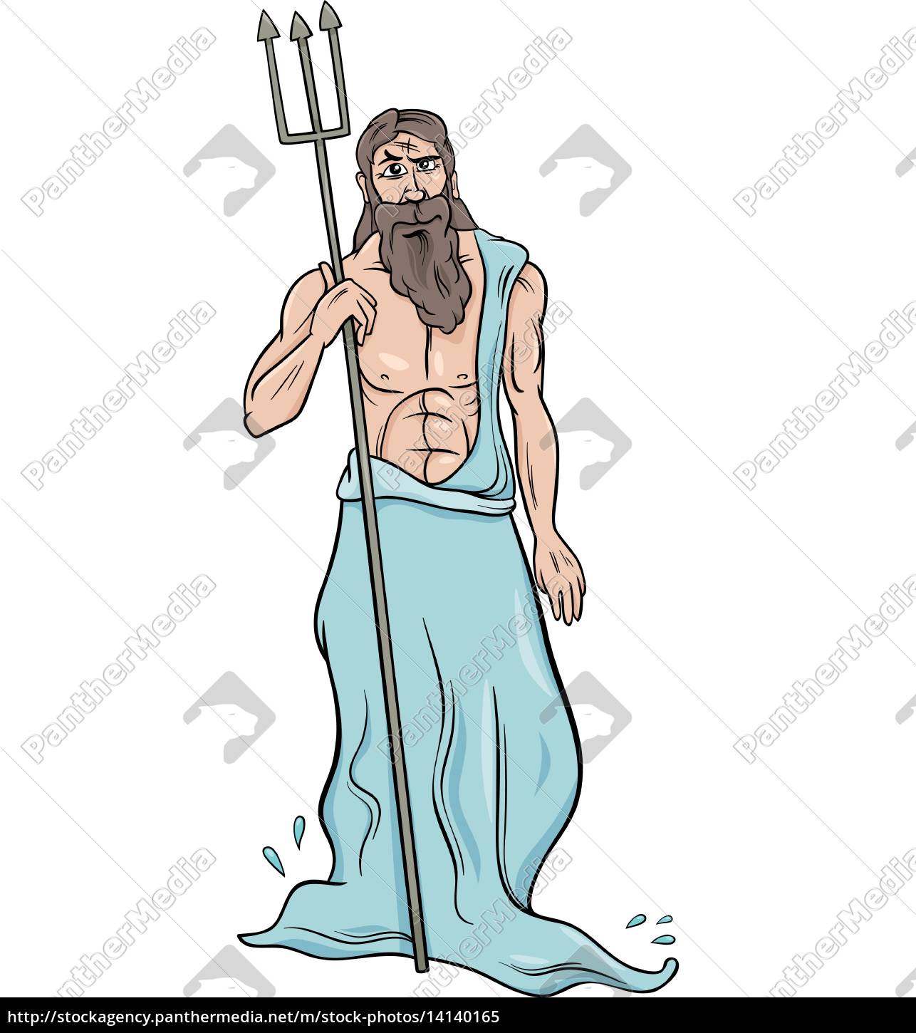 Greek God Poseidon Cartoon Illustration Stock Photo Panthermedia Stock Agency