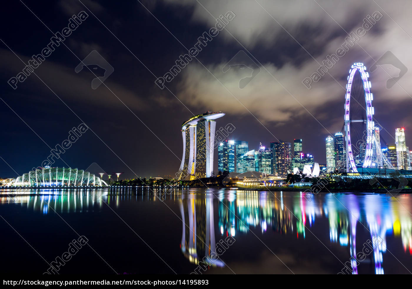 Singapore City Skyline At Night Stock Photo Panthermedia Stock Agency