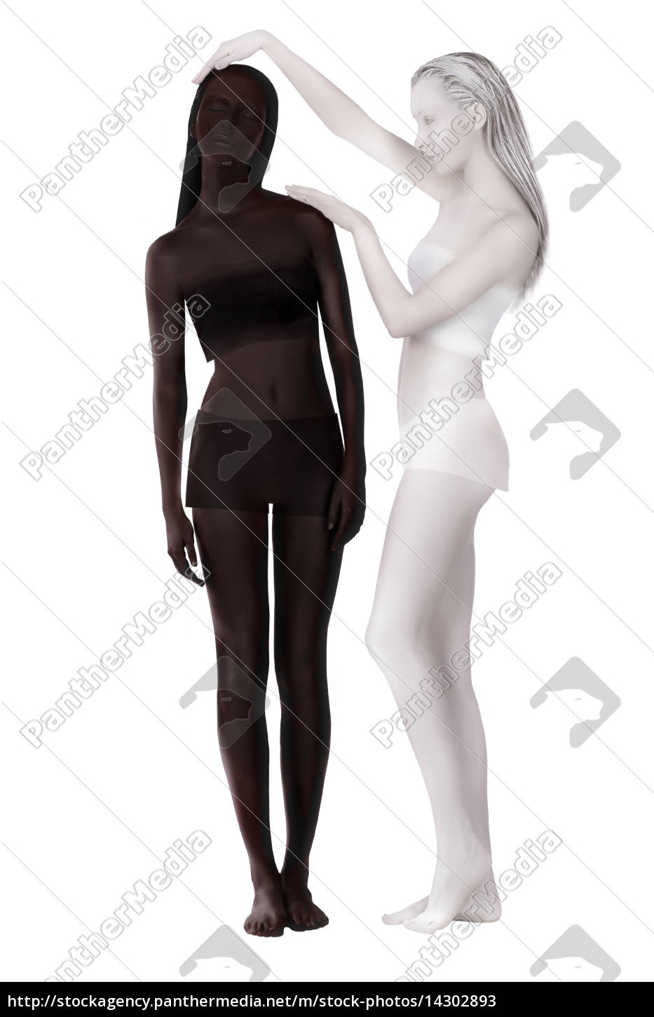 Bodypainting Fantasy Two Women Painted Black And Royalty Free