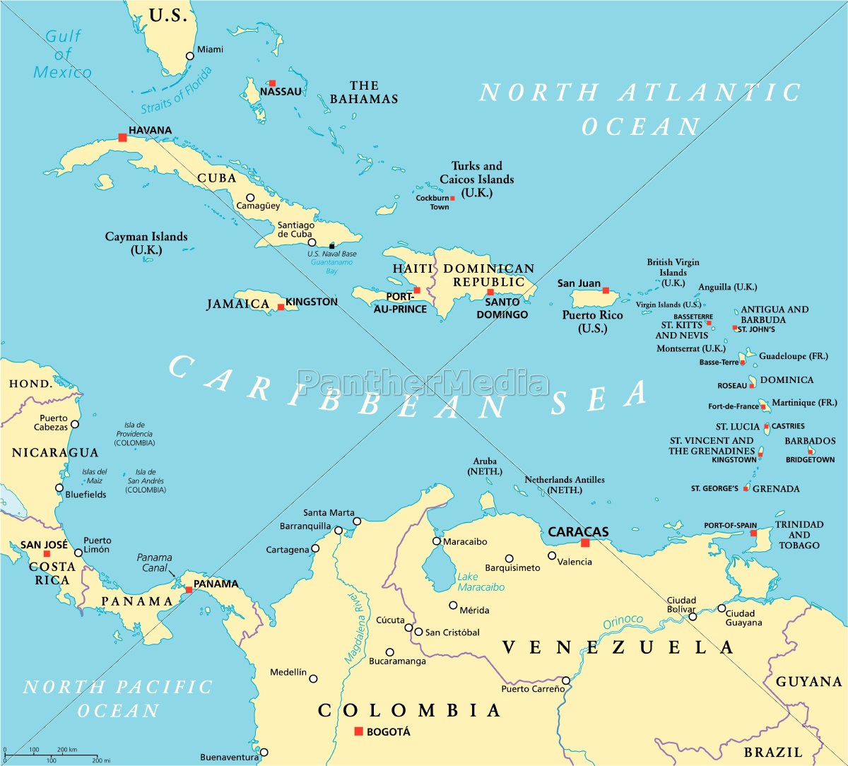 Caribbean Political Map Royalty Free Image 14334939