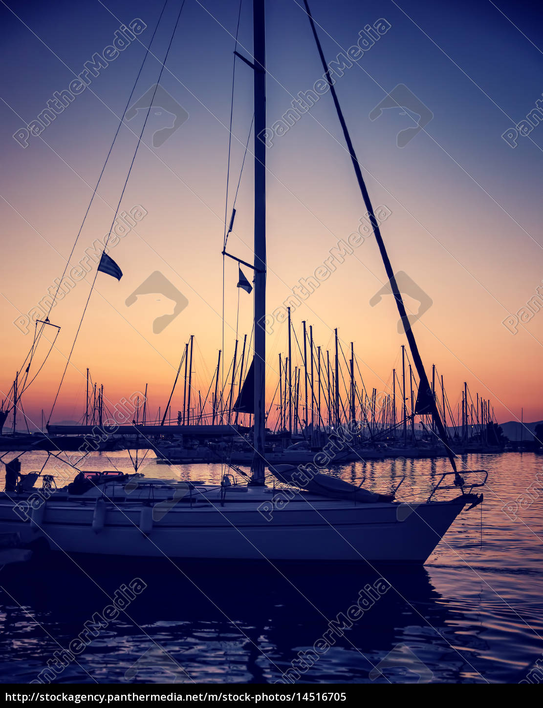 Beautiful Sailboat On Sunset Stock Photo Panthermedia Stock Agency