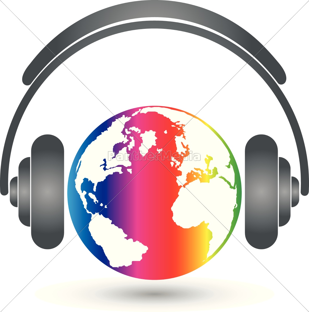 Earth With Headphones Music Logo Sound Stock Photo Panthermedia Stock Agency