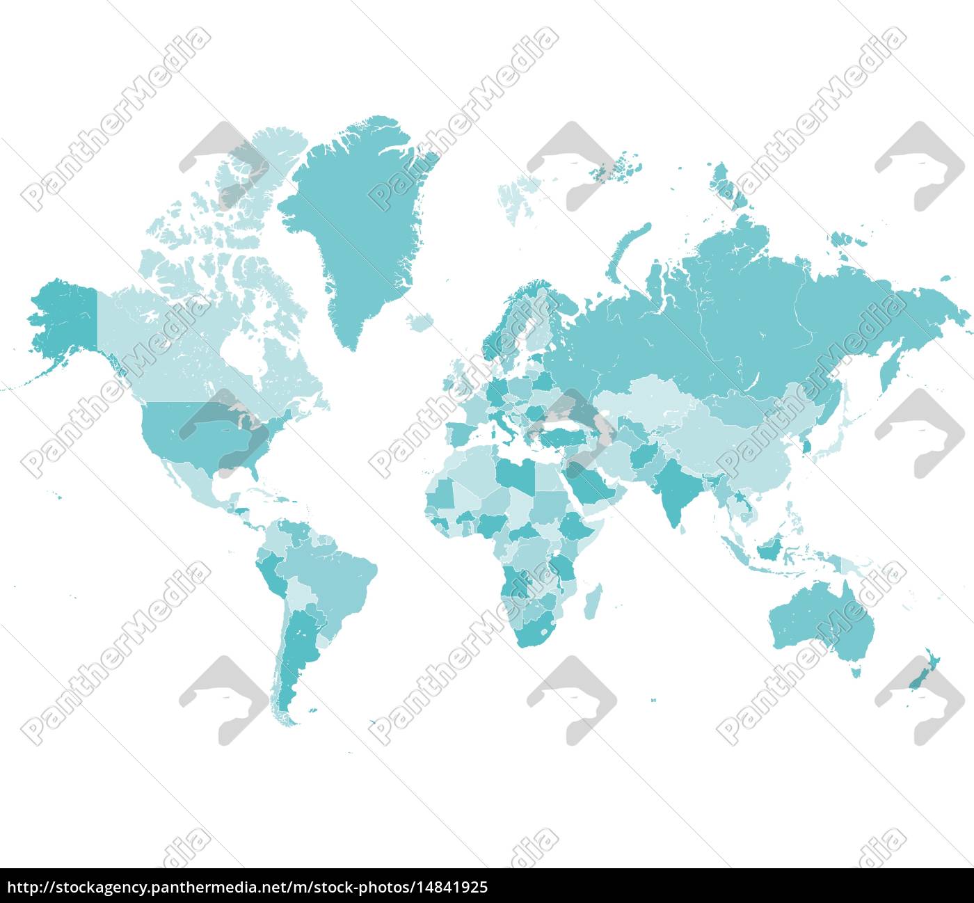 World Map Blue With Country Borders Vector Graphic Stock Photo Panthermedia Stock Agency