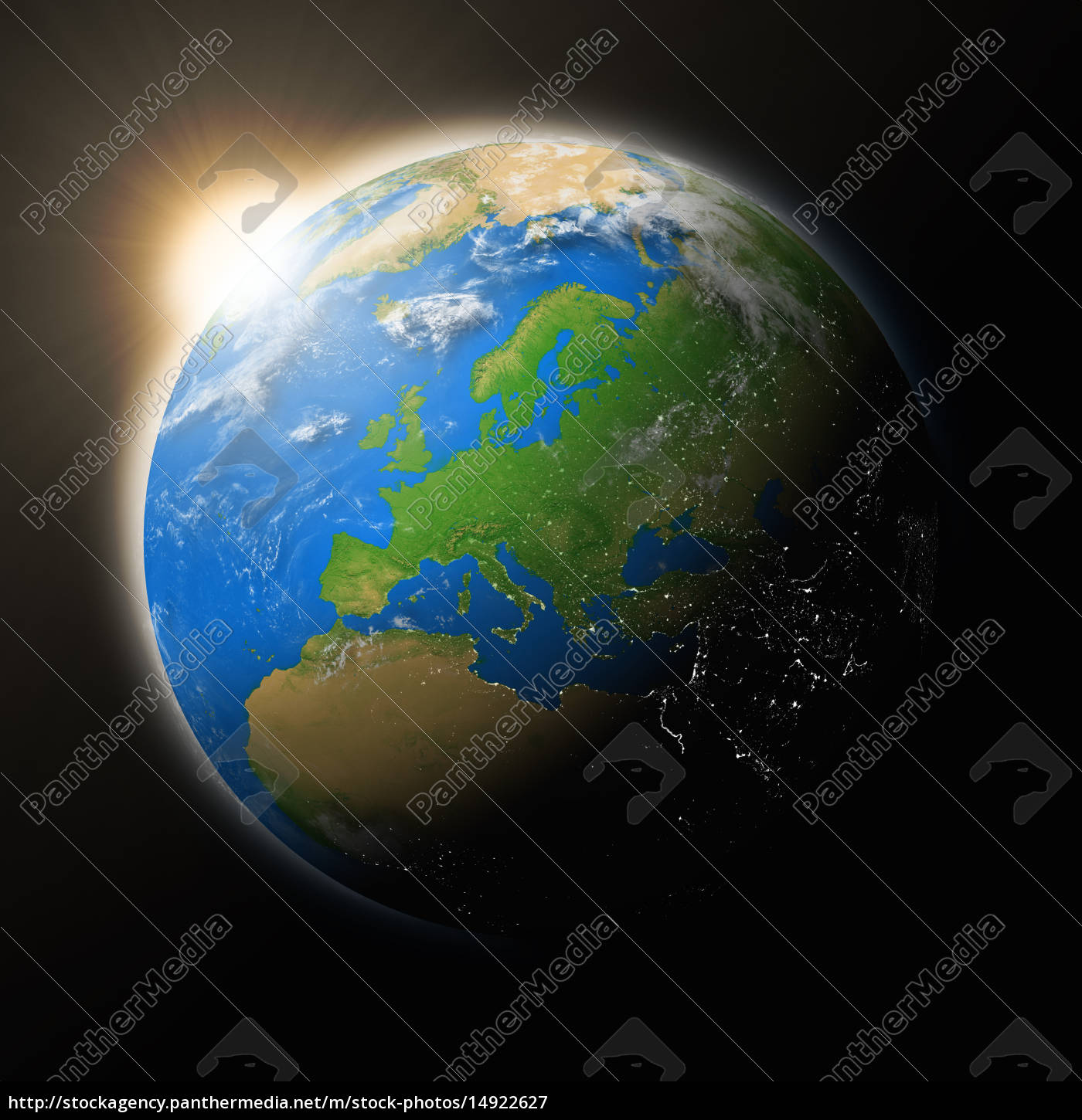 Sun Over Europe On Planet Earth Royalty Free Image 14922627 Panthermedia Stock Agency