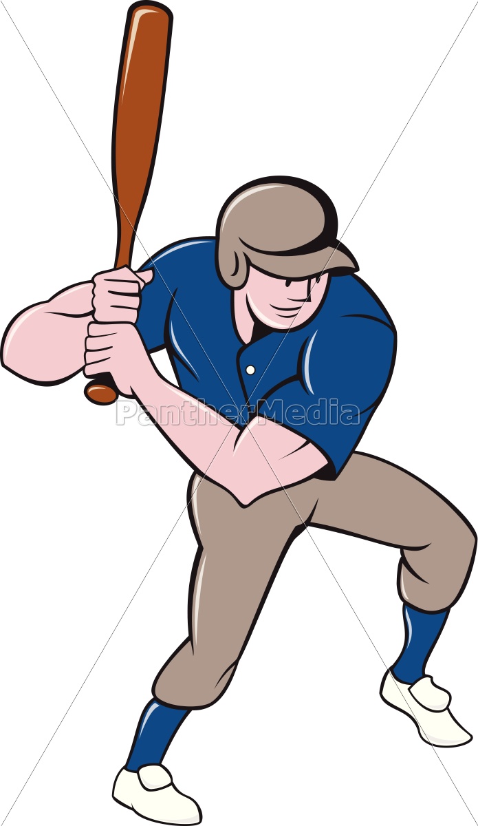 illustration of a baseball player batting cartoon style isolated