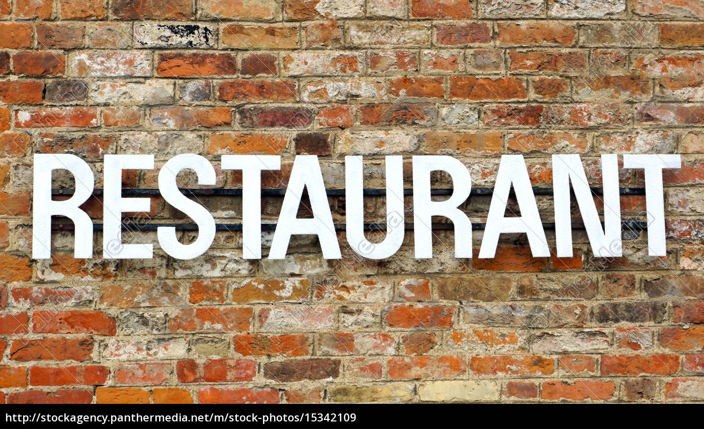 Restaurant Schild Auf Hauswand Stock Photo Panthermedia Stock Agency