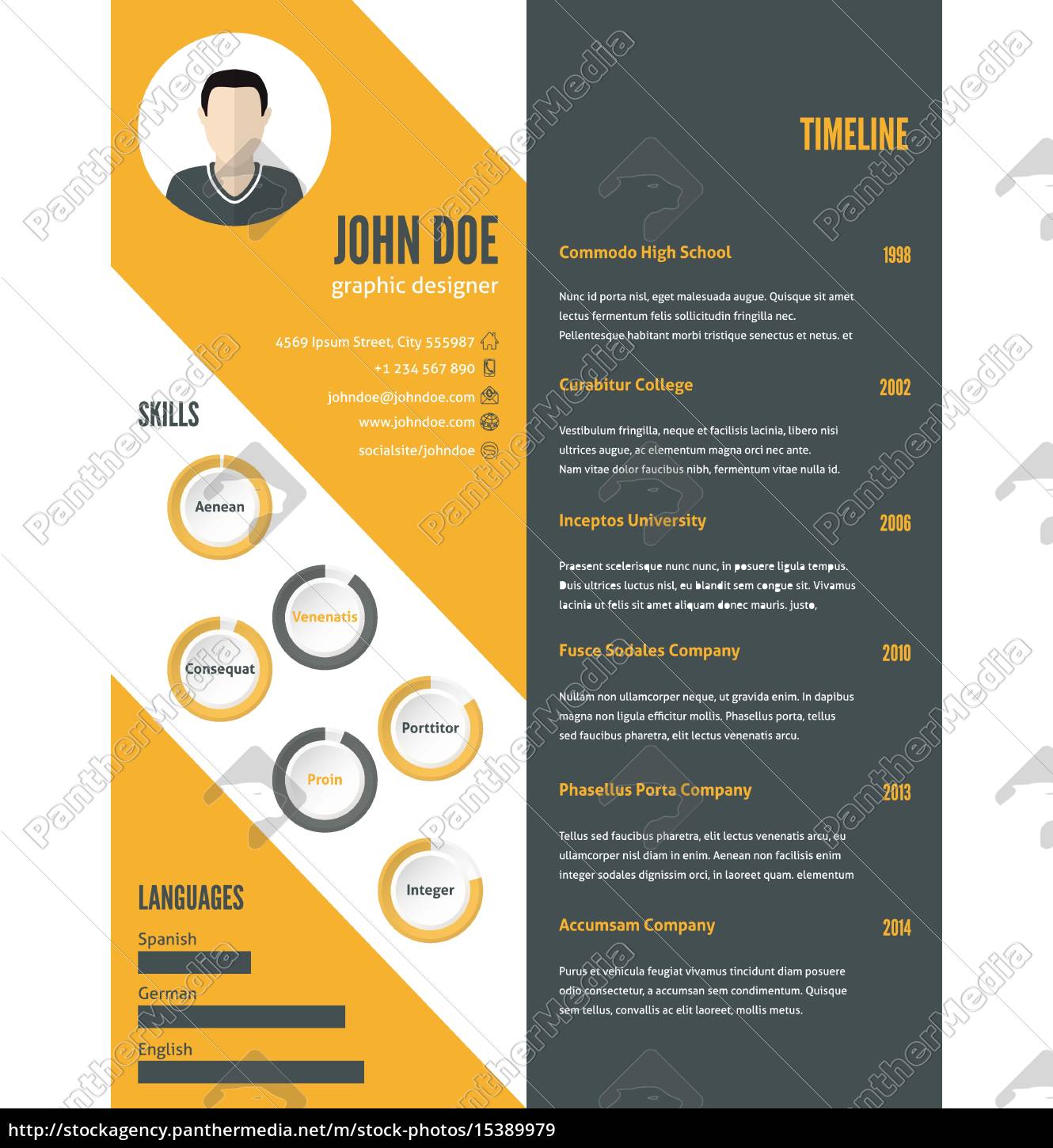 New Modern Resume Cv Template With Photo Royalty Free Image Panthermedia Stock Agency