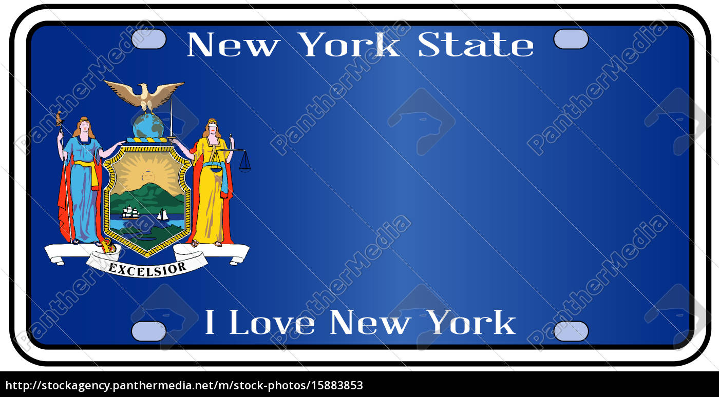 New York State License Plate With Flag Stock Photo 1553 Panthermedia Stock Agency