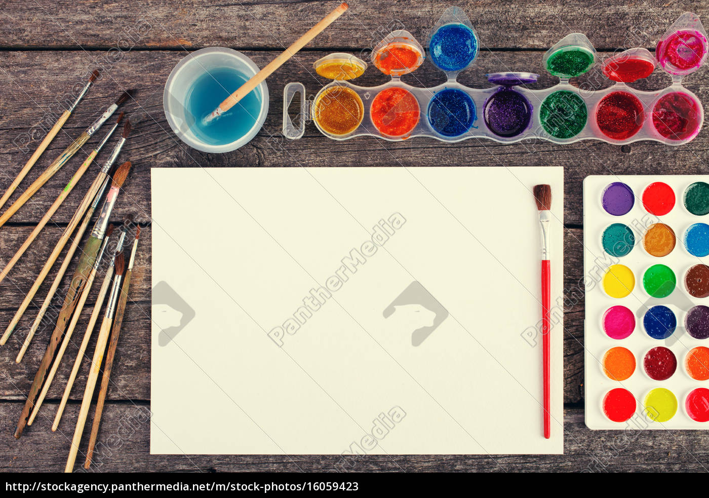 Set Of Watercolor Paints Brushes For Painting And Royalty Free