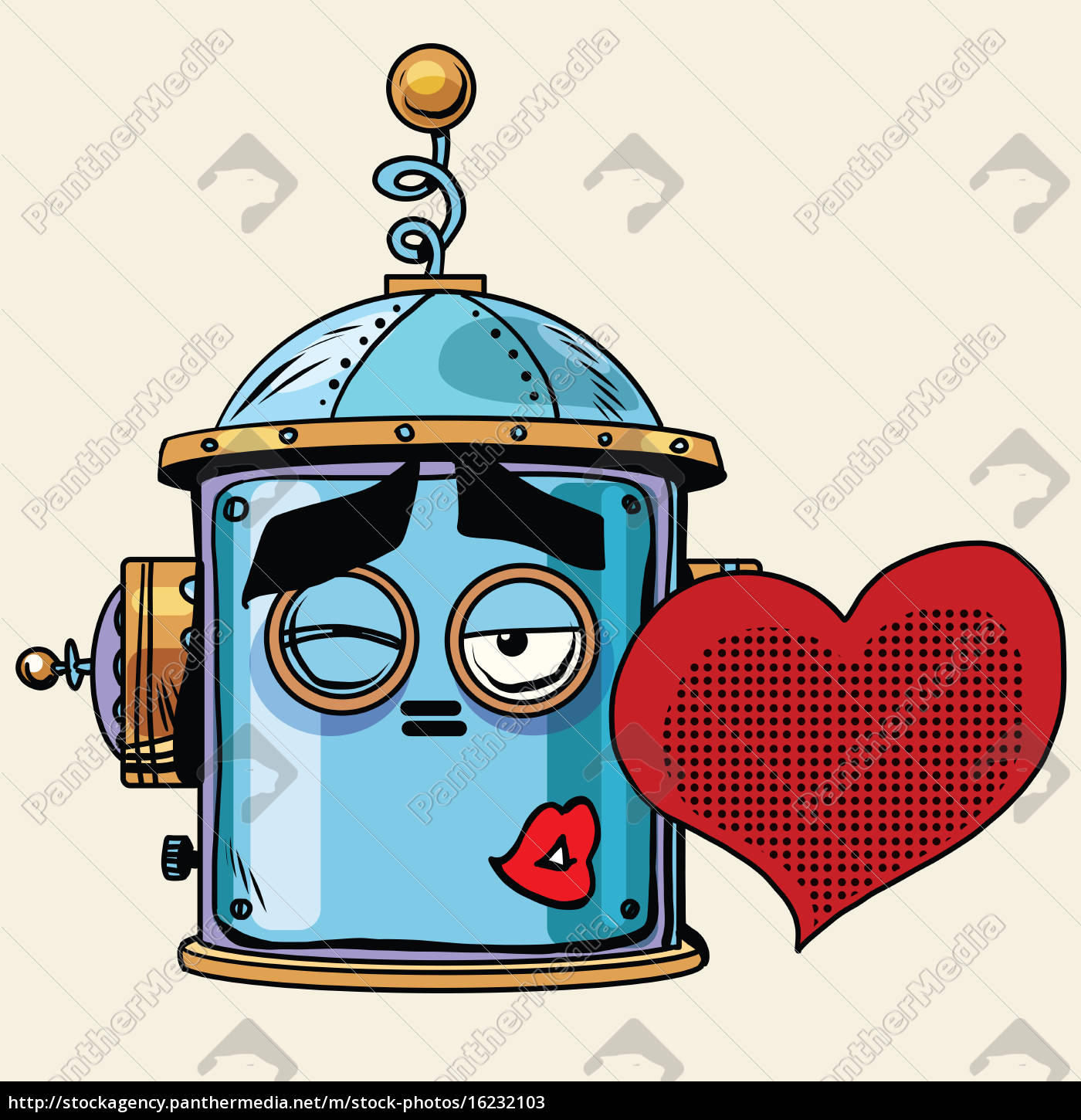 Emoticon Love Kiss Emoji Robot Head Smiley Emotion Royalty Free Image Panthermedia Stock Agency