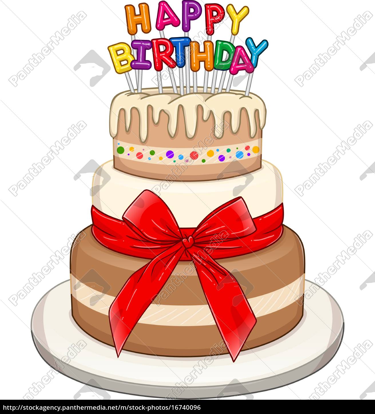 Three Floors Happy Birthday Cake Royalty Free Photo 16740096 Panthermedia Stock Agency