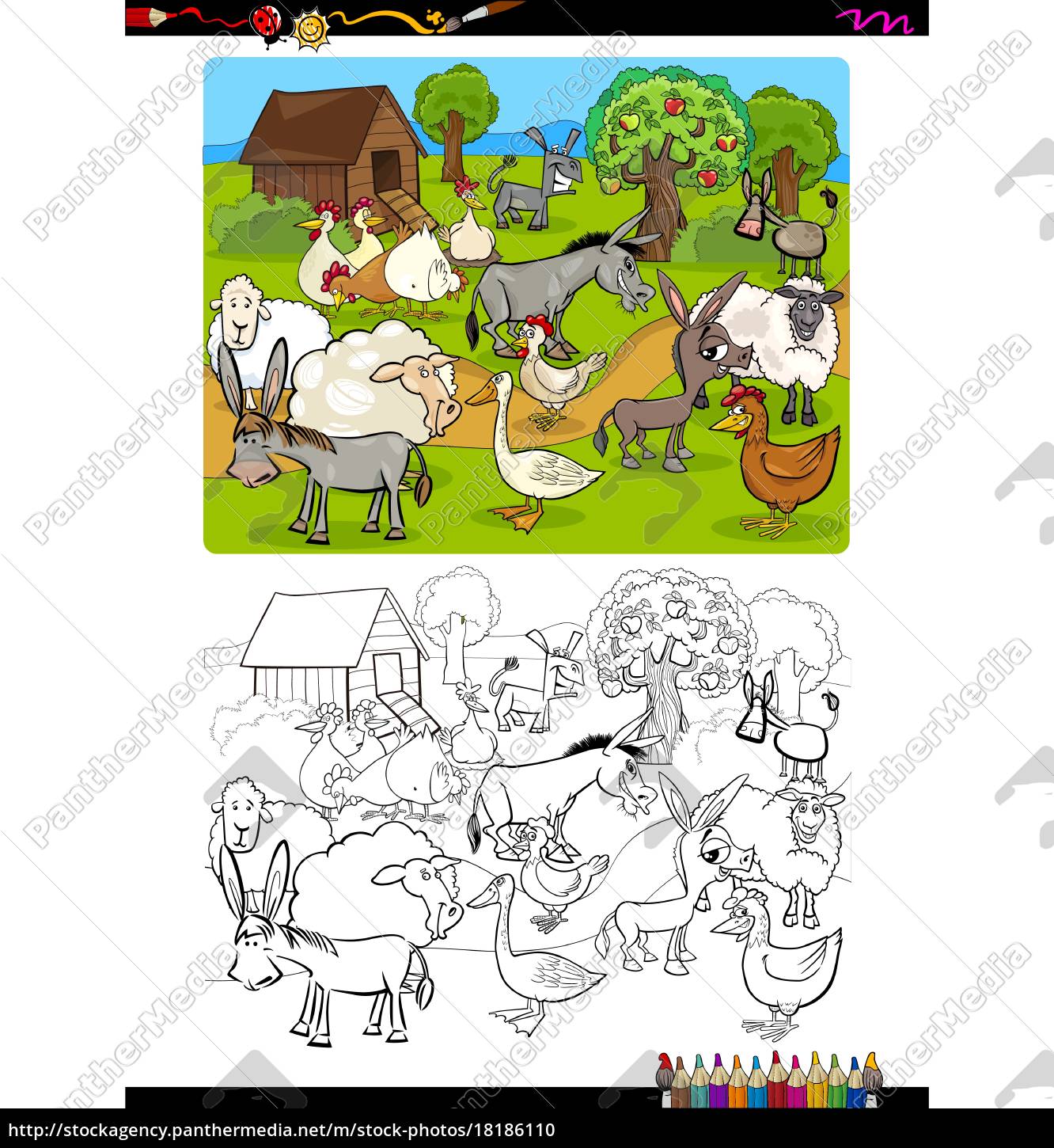 Download Farm Animals Coloring Book Stock Image 18186110 Panthermedia Stock Agency