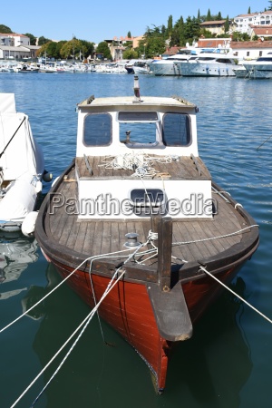 Boat Ship Cutter Trawler Wood Wooden Boat Cabin Moored Stock