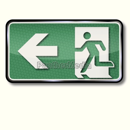 In case of fire rescue signs and emergency exit to the - Royalty free ...