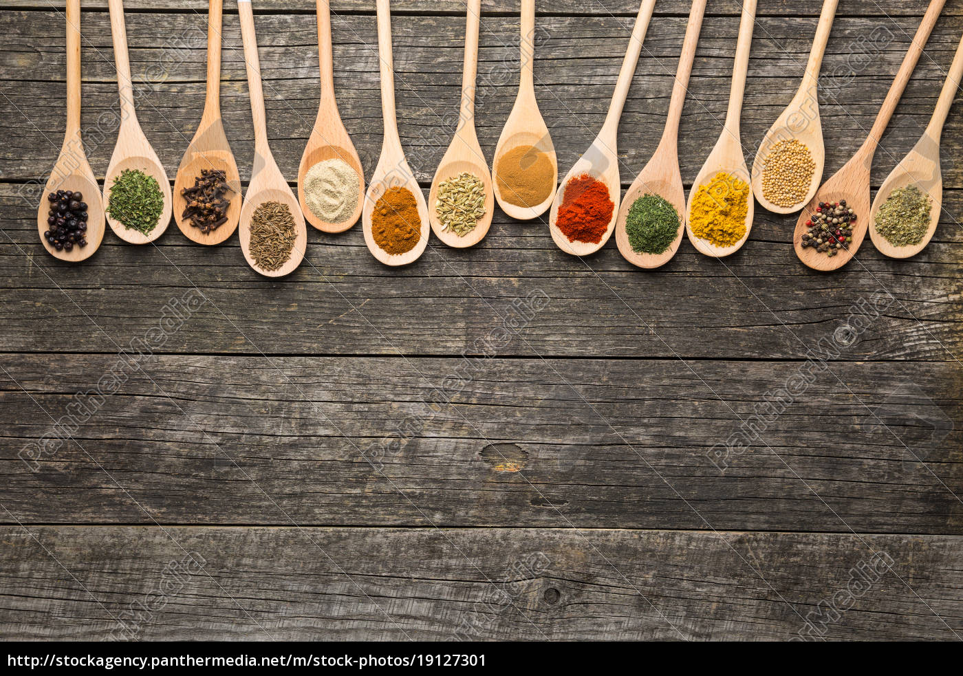 Spices on Spoons Royalty-Free Stock Photo