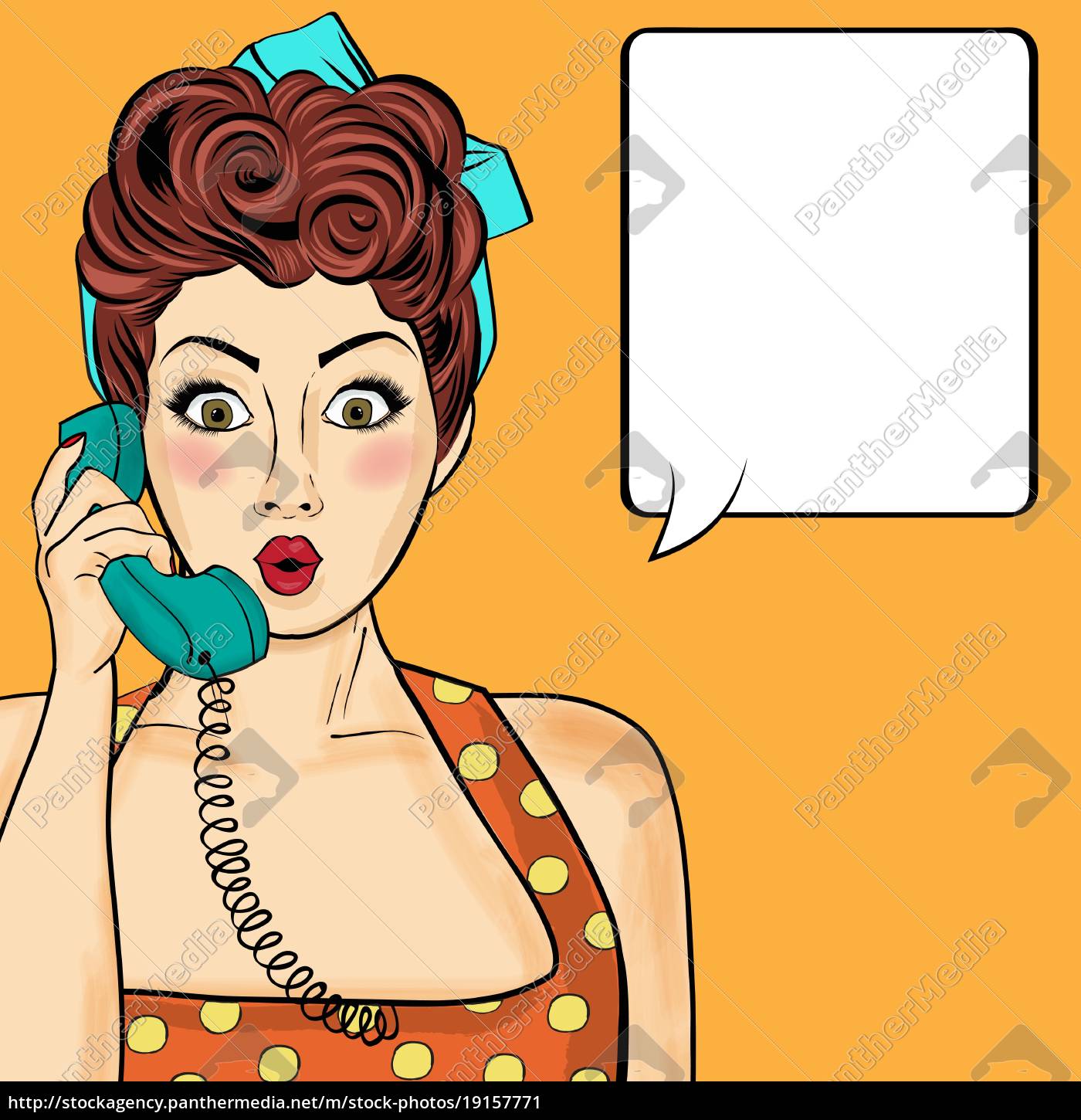 Pop art woman chatting on retro phone . Comic woman with speech Stock  Vector by ©ClaudiaBalasoiu 128426718