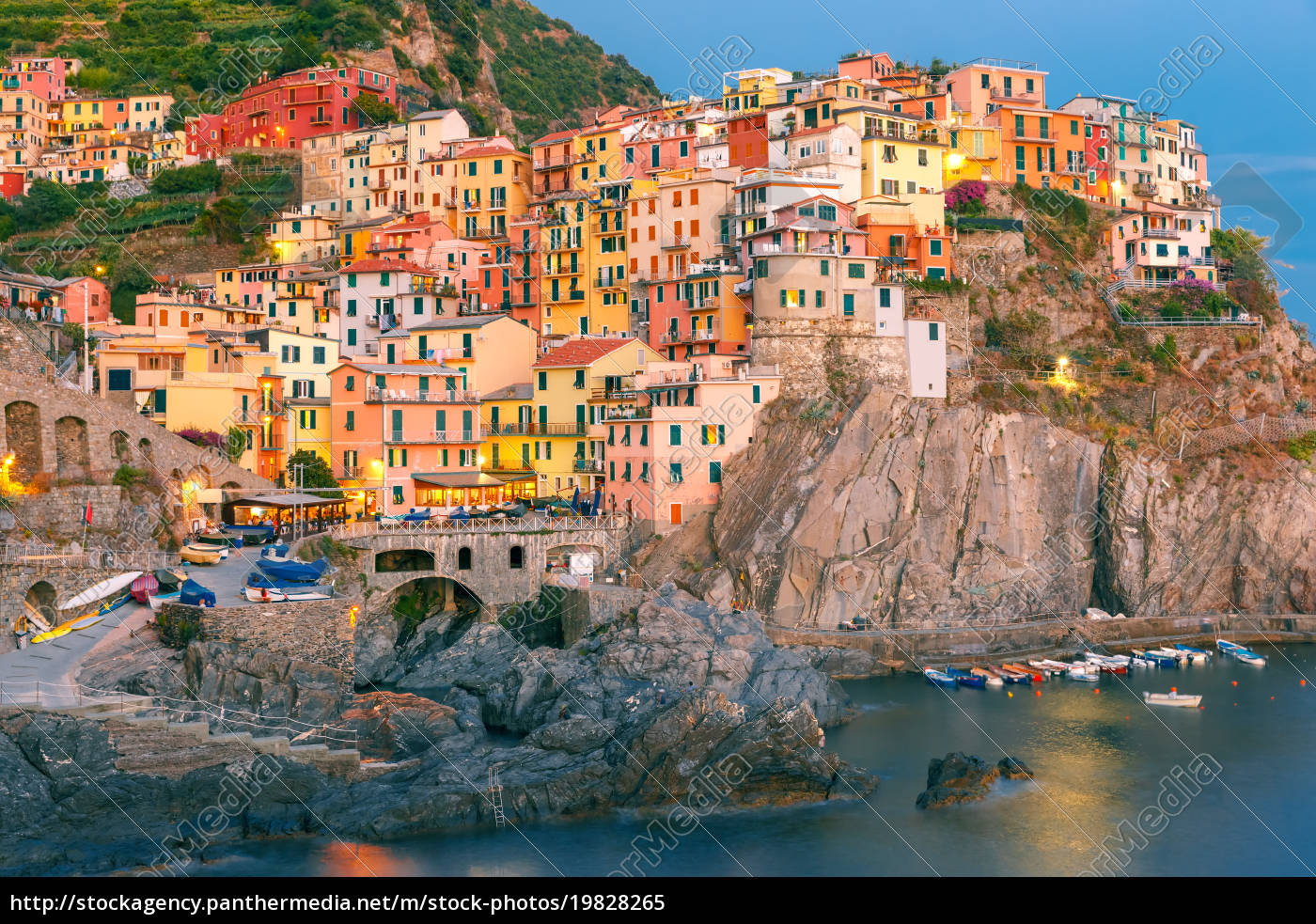 Manarola In The Evening Cinque Terre Liguria Italy Stock Photo 1965 Panthermedia Stock Agency