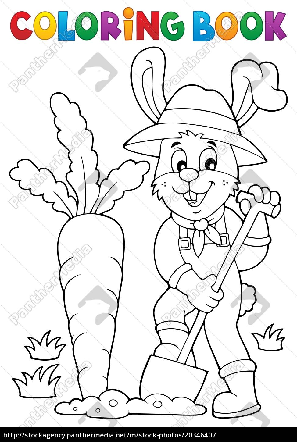 Download Coloring Book Rabbit Gardener Theme 1 Stock Photo 20346407 Panthermedia Stock Agency