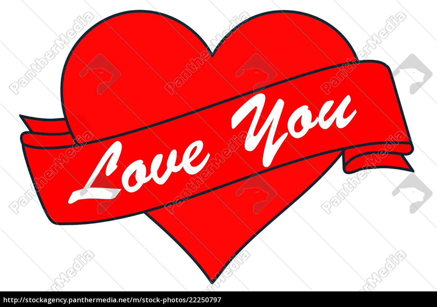 Heart And Banner And Text Love You Stock Photo Panthermedia Stock Agency