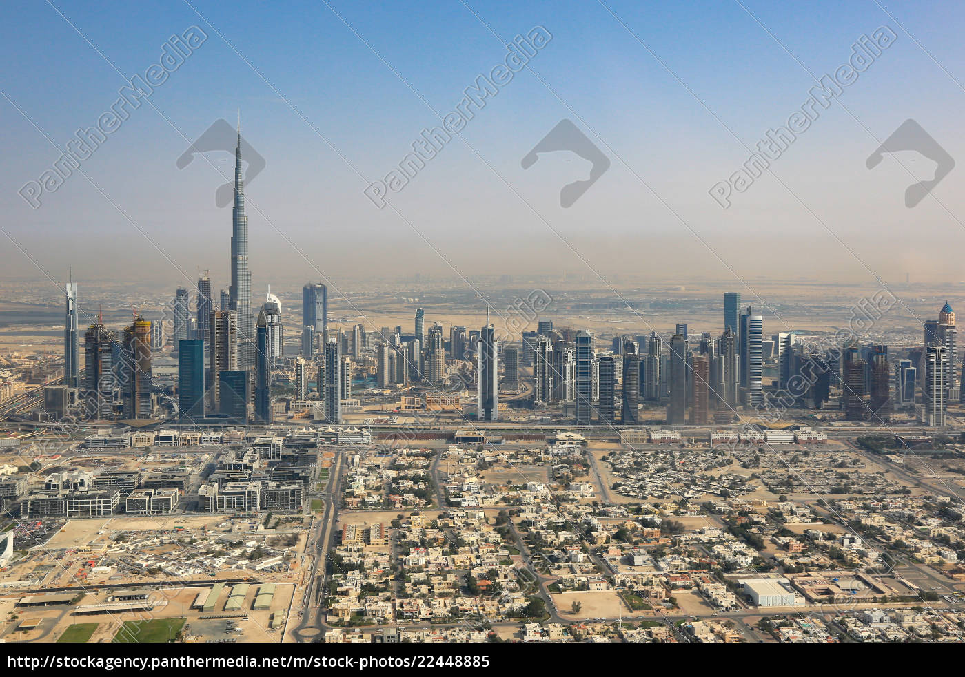 Dubai Skyline Burj Khalifa Aerial View Aerial View Stock Photo Panthermedia Stock Agency