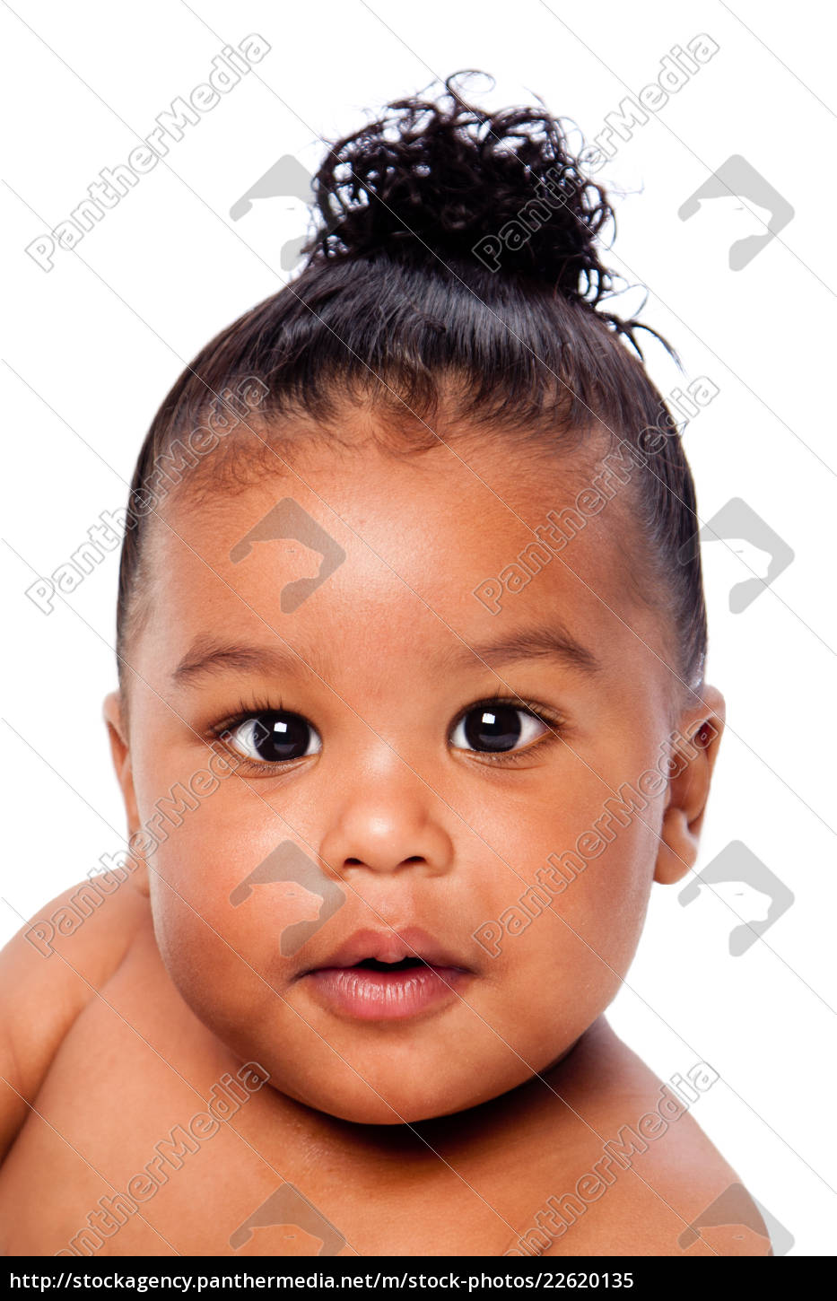 Cute Baby Face With Hair In Bun Royalty Free Image Panthermedia Stock Agency