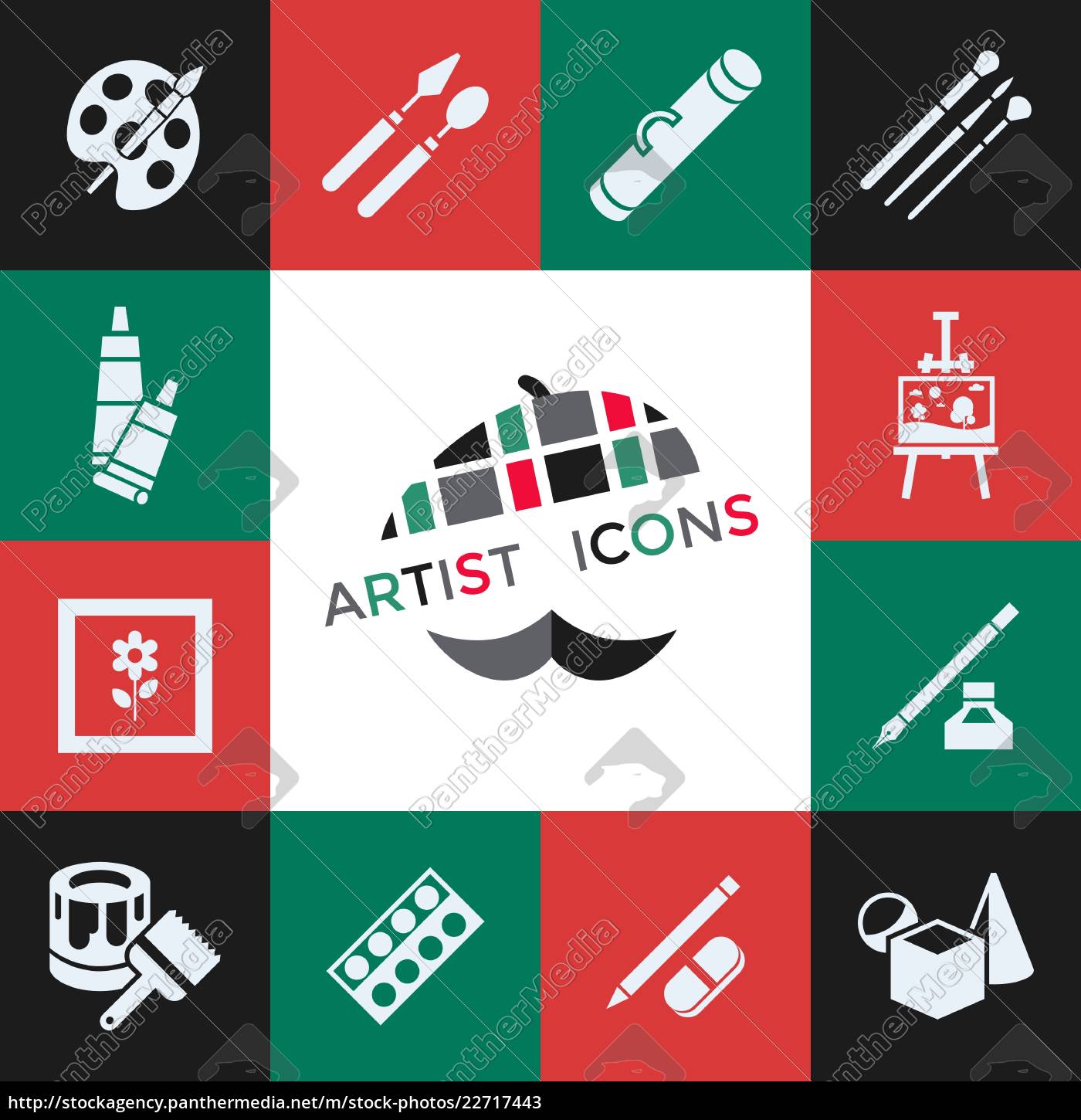 Art tools flat painting icons set Royalty Free Vector Image