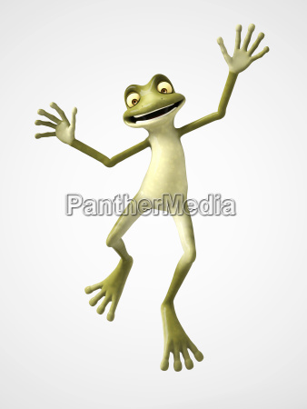3D rendering of cartoon frog jumping for joy. - Royalty free image  #23272665 | PantherMedia Stock Agency