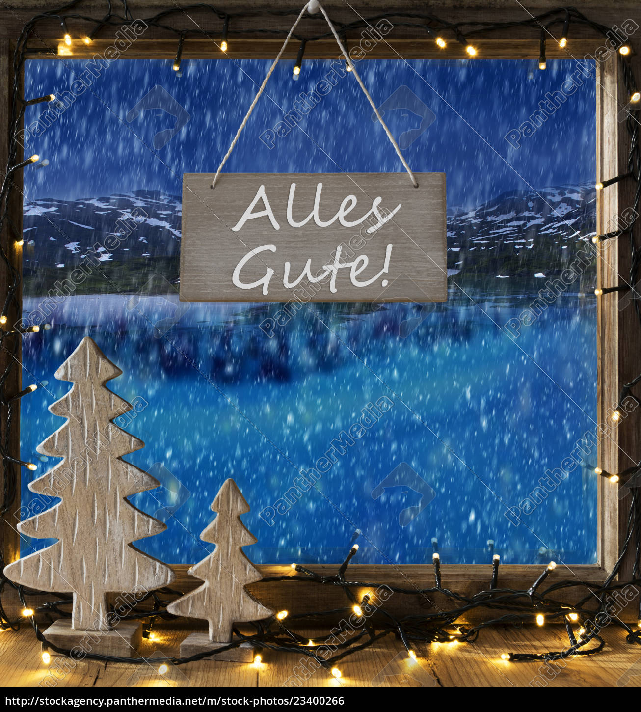 Window Winter Scenery Alles Gute Means Best Wishes Stock Image 23400266 Panthermedia Stock Agency