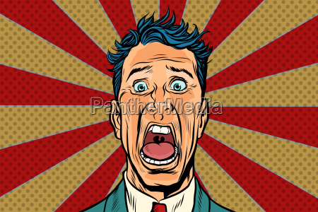 A frightened man, fear and terror. face close-up. Comic cartoon pop art  retro vector illustration, Stock Vector, Vector And Low Budget Royalty  Free Image. Pic. ESY-057629574