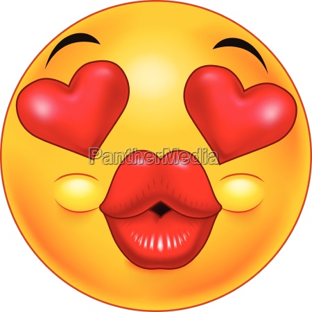 Cute kissing emoticon with hearts of eyes as an - Royalty free photo ...