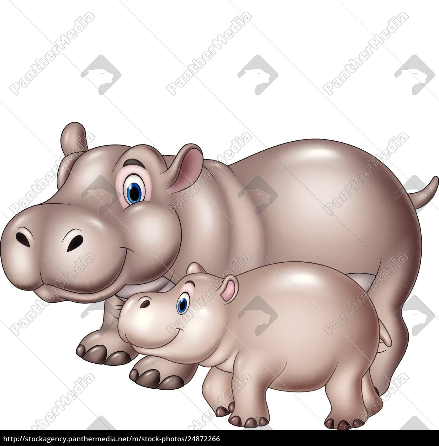 Cartoon Mother And Baby Hippo Stock Image Panthermedia Stock Agency