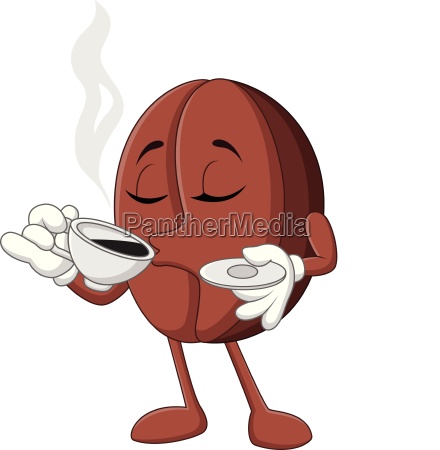 Cartoon funny Coffee bean drinking coffee - Royalty free image #24917310 |  PantherMedia Stock Agency