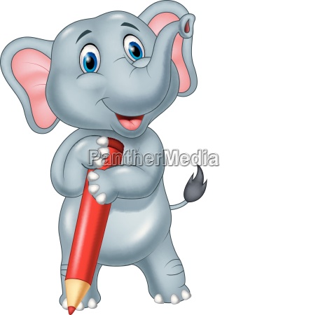 Cute elephant cartoon holding red pencil - Royalty free photo #24938636 |  PantherMedia Stock Agency