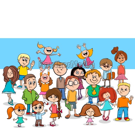kid boys and girls cartoon characters group - Royalty free photo #24991260  | PantherMedia Stock Agency