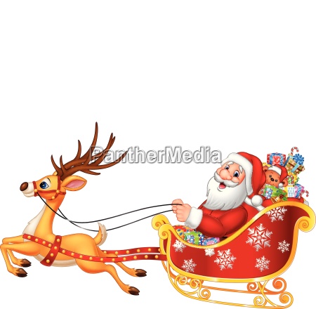 Cartoon funny Santa in his Christmas sled being pulled - Royalty free photo  #25074056 | PantherMedia Stock Agency