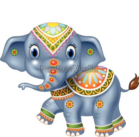 Cartoon elephant with indian classic traditional - Stock image #25075418 |  PantherMedia Stock Agency