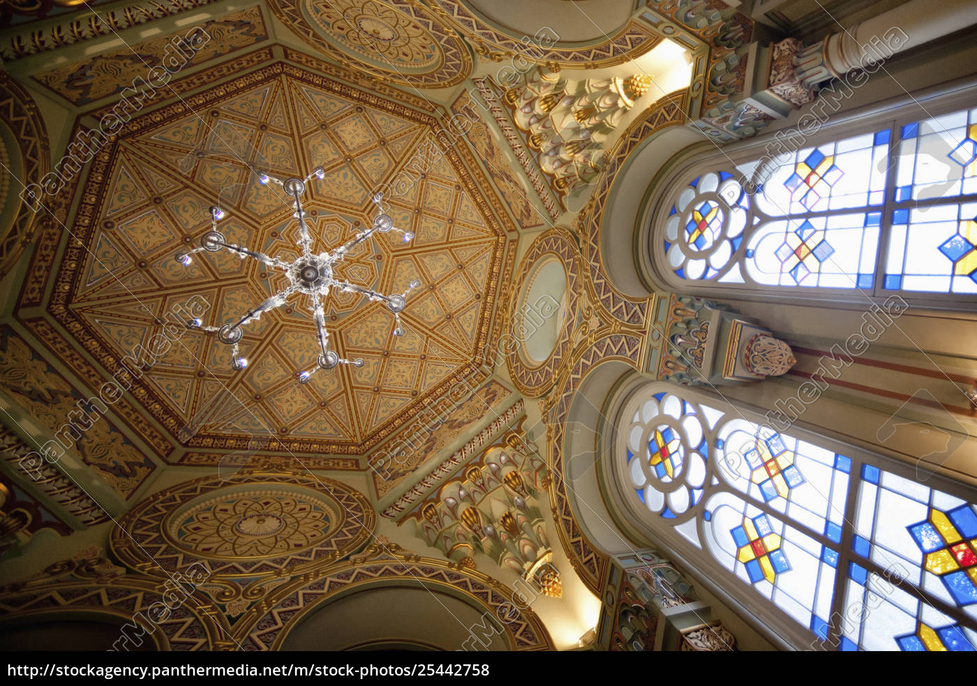 Ornate Dome Ceiling And Stained Glass Windows Inside Rights